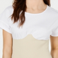 Top espartilho feminino Kendall Kylie com mangas e punhos costurados, branco, tamanho G