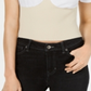 Top espartilho feminino Kendall Kylie com mangas e punhos costurados, branco, tamanho G