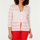 Cardigan feminino listrado Pointelle Charter Club rosa tamanho PSM