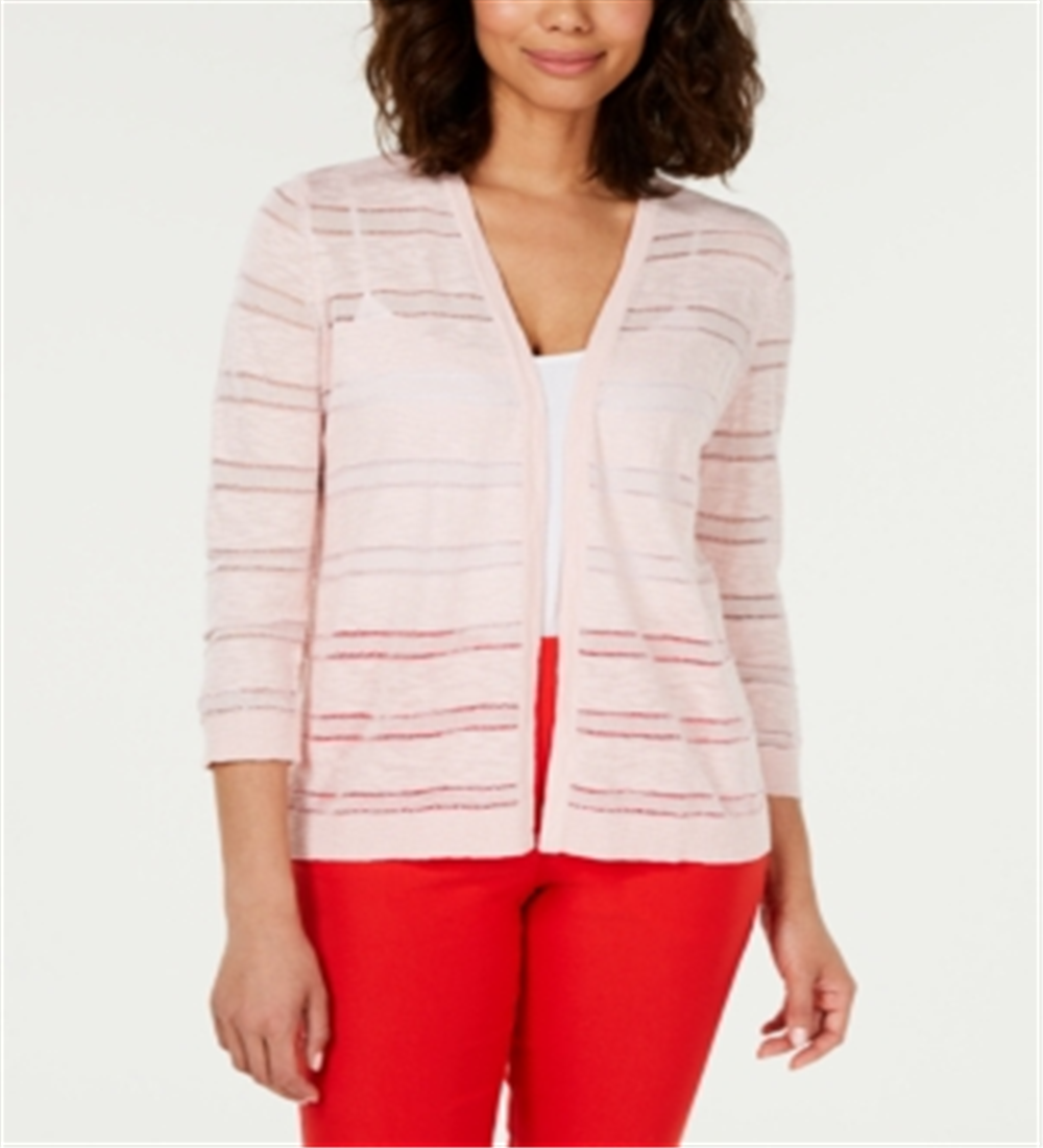 Cardigan feminino listrado Pointelle Charter Club rosa tamanho PSM