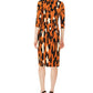 Vestido feminino MSK com estampa de leopardo e amarração frontal, laranja, tamanho pequeno M