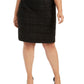 Saia lápis metálica Calvin Klein Plus Tweed feminina, preta, tamanho 20W