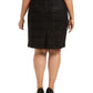Saia lápis metálica Calvin Klein Plus Tweed feminina, preta, tamanho 20W