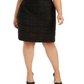 Saia lápis metálica Calvin Klein Plus Tweed feminina, preta, tamanho 20W