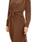 Vestido-camisa feminino Alfani com amarração na cintura e comprimento até o joelho, marrom, tamanho 16