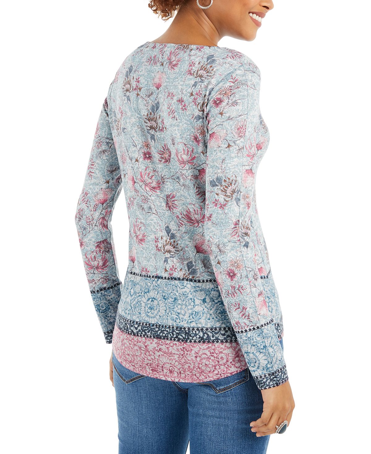 Blusa de malha estampada feminina Style &amp; Co, cinza, tamanho P