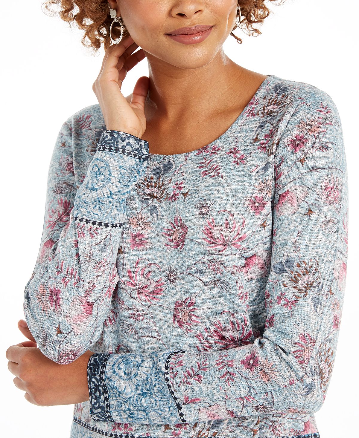 Blusa de malha estampada feminina Style &amp; Co, cinza, tamanho P