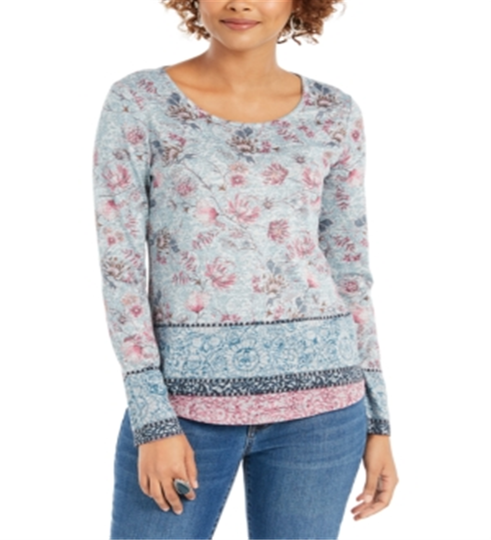 Blusa de malha estampada feminina Style &amp; Co, cinza, tamanho P