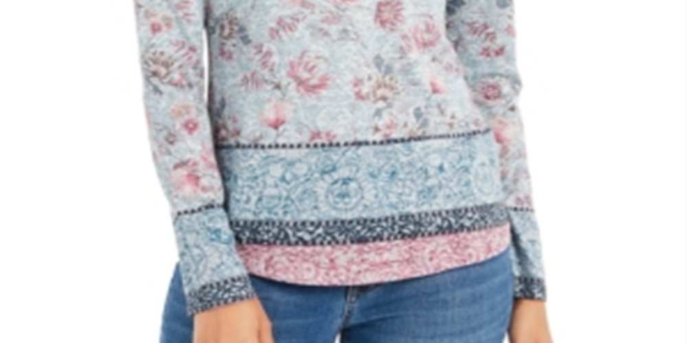 Blusa de malha estampada feminina Style &amp; Co, cinza, tamanho P