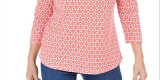 Charter Club Women's Cotton Printed Top Pink Size XL