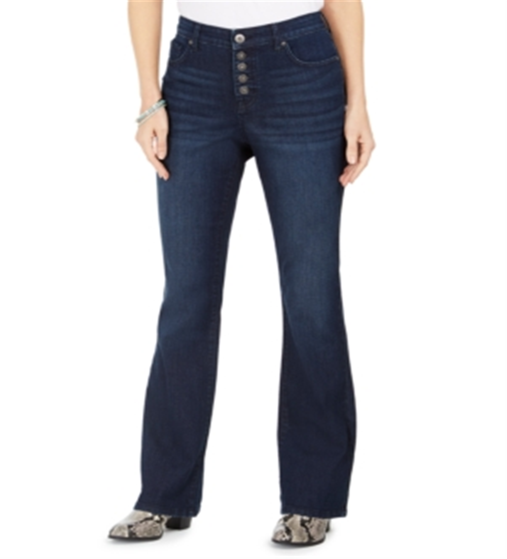 Jeans estilo &amp; co com botões e corte bootcut, azul, tamanho 6