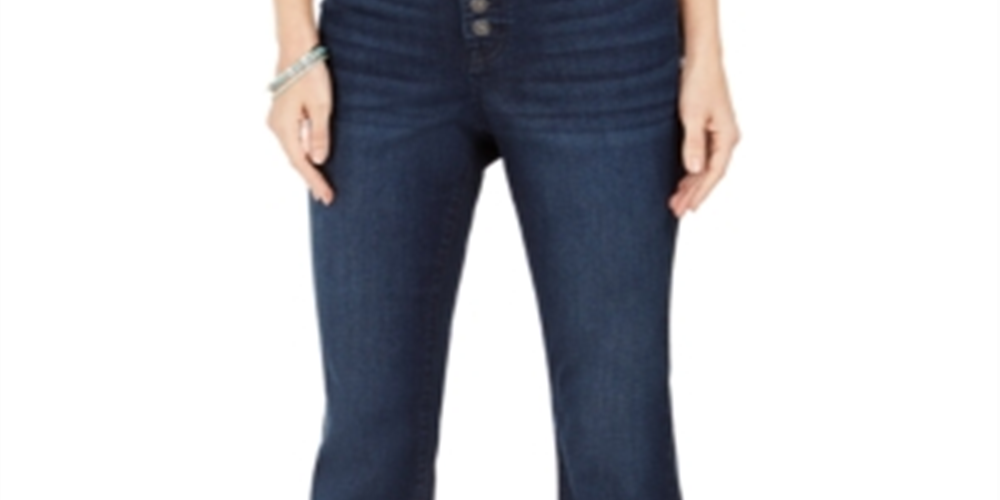 Jeans estilo &amp; co com botões e corte bootcut, azul, tamanho 6