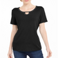 Karen Scott Top Feminino com Tachas e Decote em V Preto Tamanho X-G