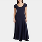Vestido longo camiseta gola U feminino Ralph Lauren azul tamanho X-S