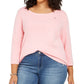 Camiseta Tommy Hilfiger Plus Manga 3/4 Feminina Rosa Tamanho 2XL