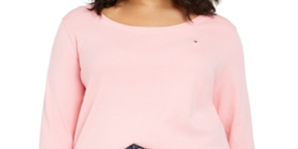 Camiseta Tommy Hilfiger Plus Manga 3/4 Feminina Rosa Tamanho 2XL