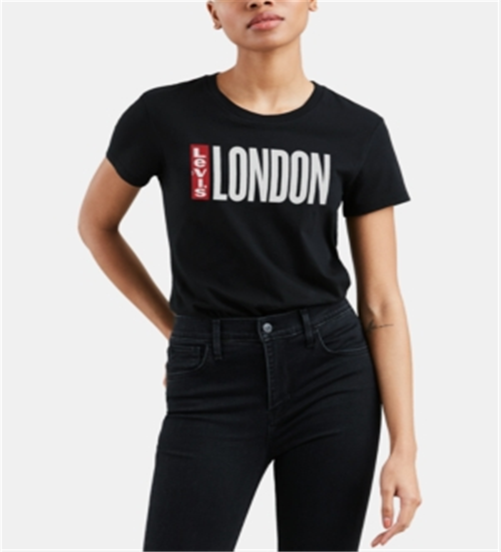 Camiseta Levi's Feminina Batwing Logo Cotton Cities Preta Tamanho XL