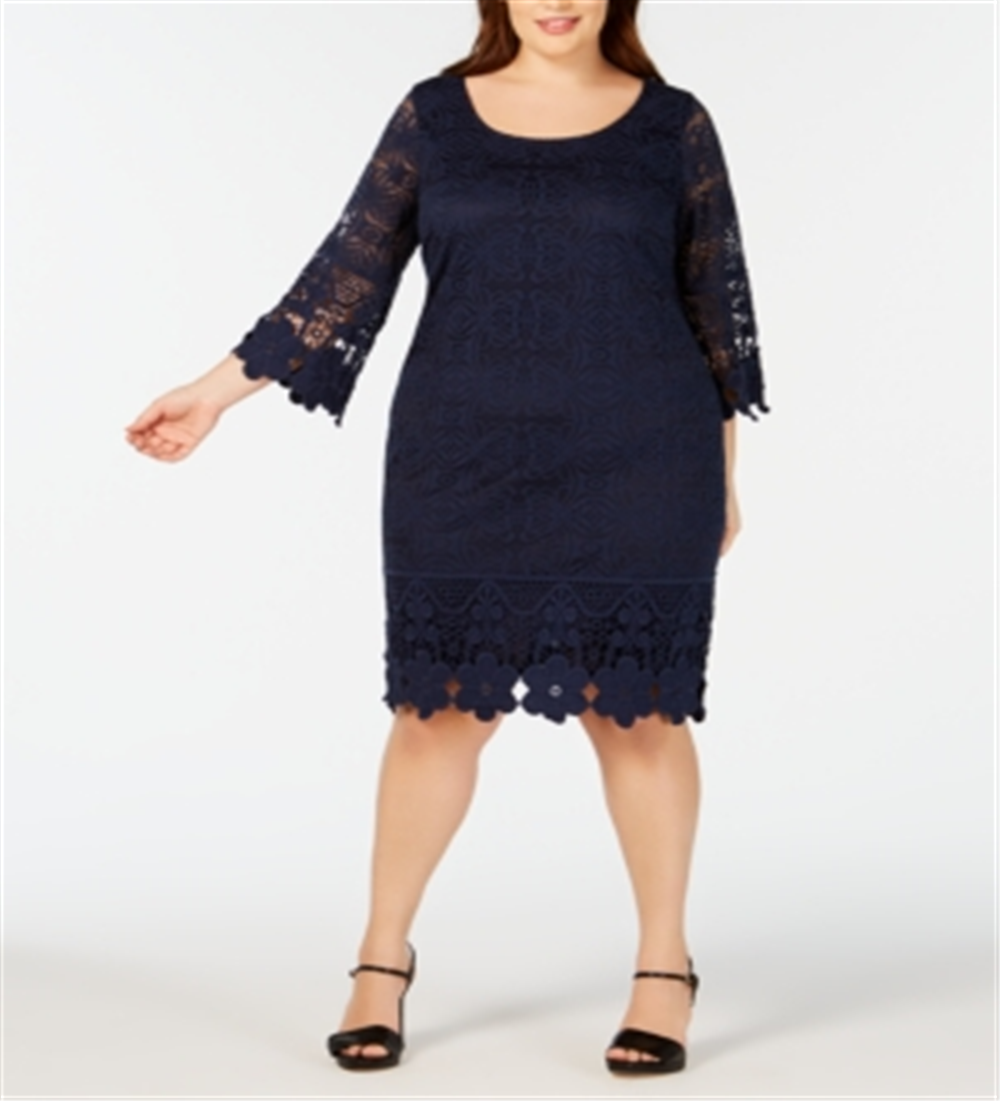 Vestido ilusão de crochê feminino Alfani azul tamanho 3X