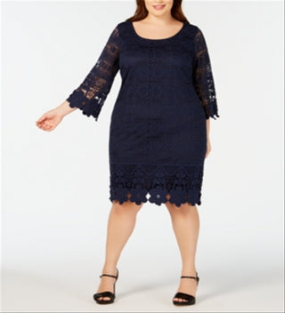 Vestido ilusão de crochê feminino Alfani azul tamanho 3X