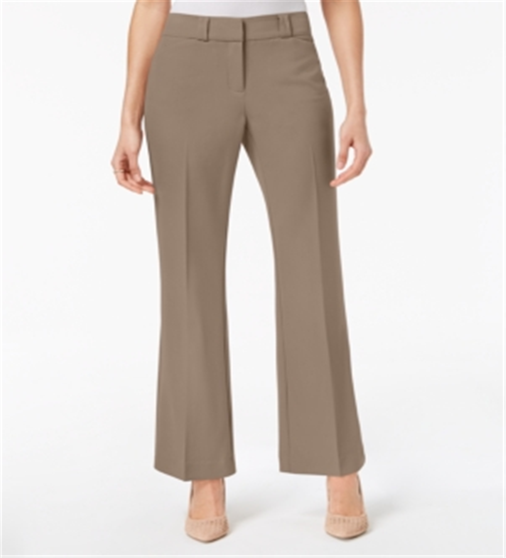 Calça Alfani Curvy Fit Bootcut de cintura média feminina, bege, tamanho 14
