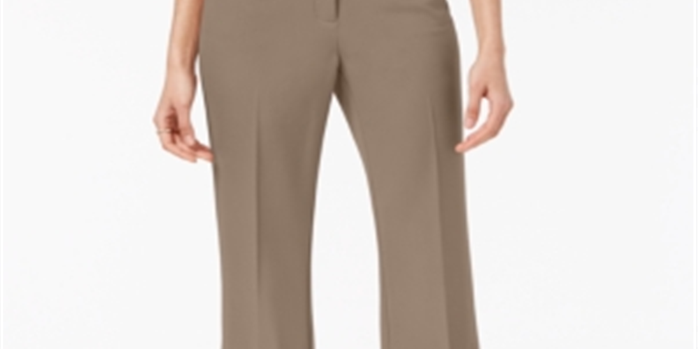 Calça Alfani Curvy Fit Bootcut de cintura média feminina, bege, tamanho 14