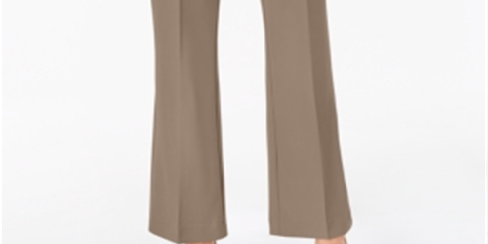 Calça Alfani Curvy Fit Bootcut de cintura média feminina, bege, tamanho 14