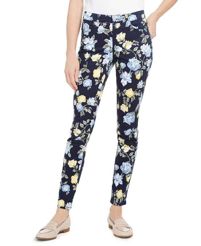 Calça jeans feminina Charter Club Floral Lexington com perna reta, azul, tamanho 16