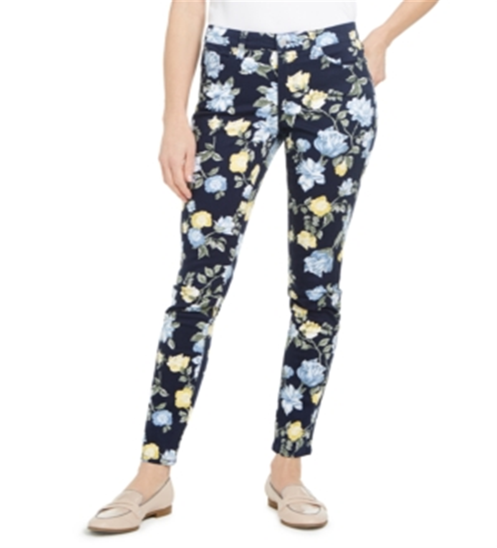 Calça jeans feminina Charter Club Floral Lexington com perna reta, azul, tamanho 16