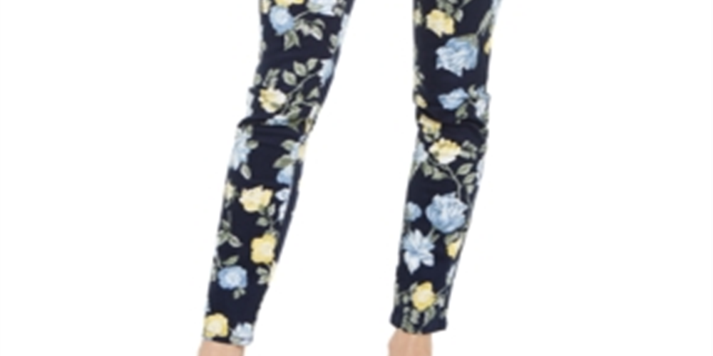 Calça jeans feminina Charter Club Floral Lexington com perna reta, azul, tamanho 16