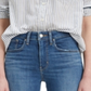 Camisa feminina Levi's listrada de algodão com dois botões, branca, tamanho pequeno