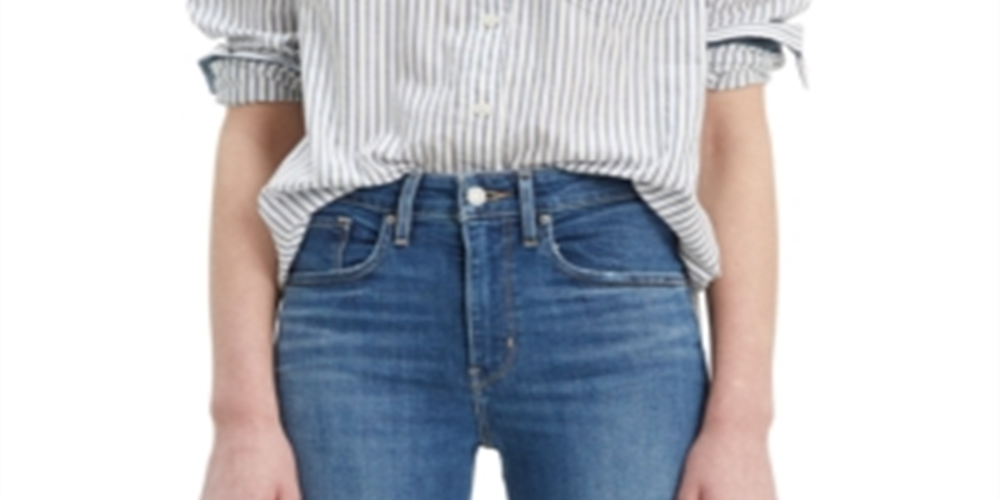 Camisa feminina Levi's listrada de algodão com dois botões, branca, tamanho pequeno
