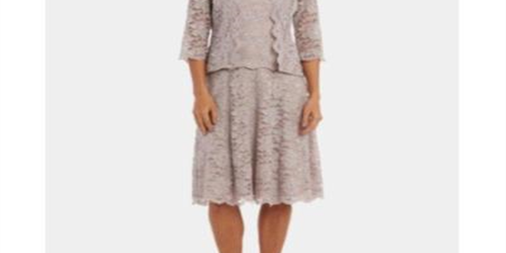 Jaqueta feminina RM Richards com renda brilhante, marrom, tamanho 18