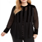 Blusa feminina Alfani de veludo com manga comprida e gola alta, preta, tamanho 0X
