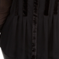 Blusa feminina Alfani de veludo com manga comprida e gola alta, preta, tamanho 0X