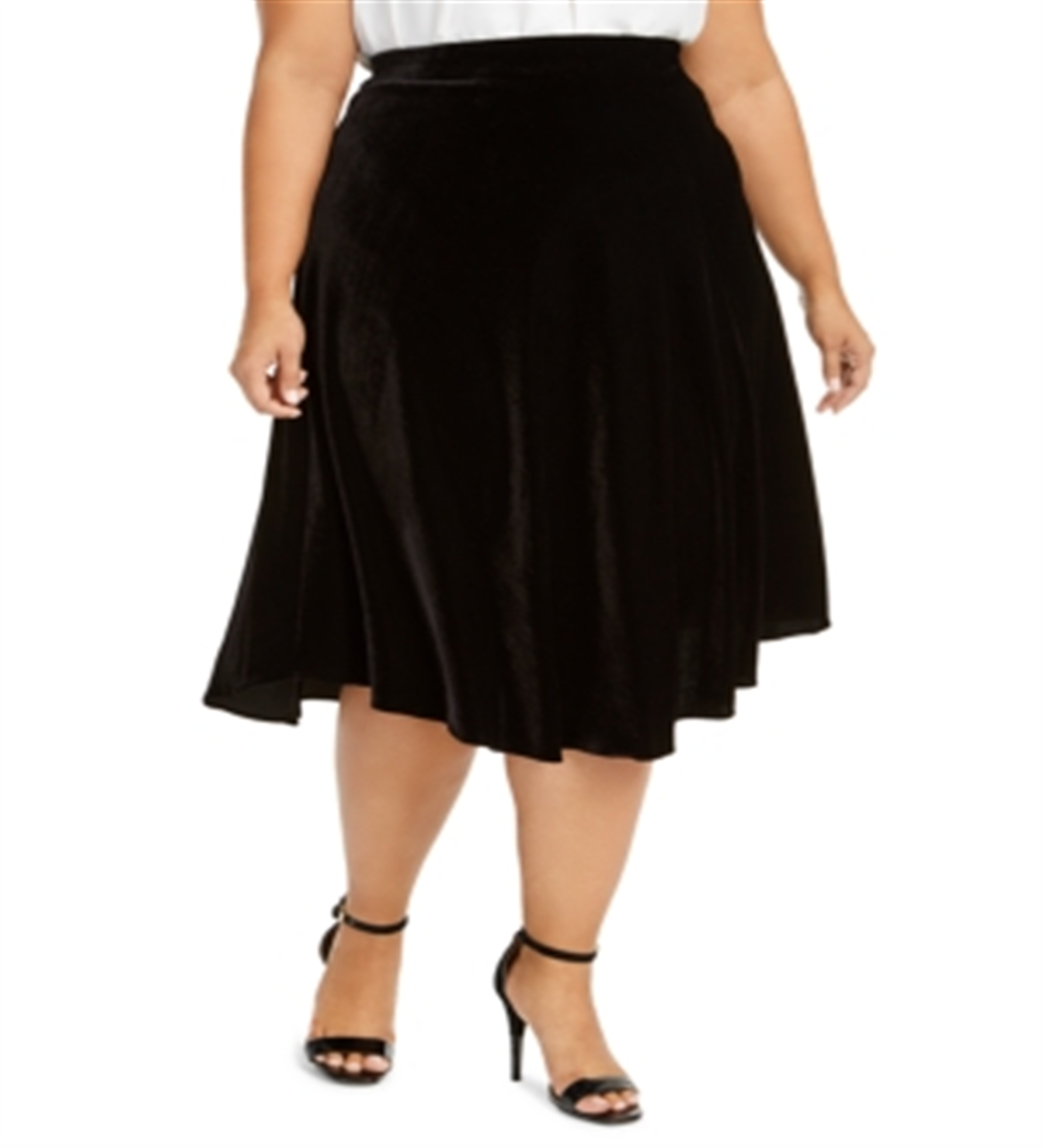 Saia MIDI Plus Velvet Pull On Calvin Klein Feminina - Preta Tamanho 18W