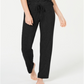 Calça de pijama feminina Alfani em malha canelada ultramacia, preta, tamanho X-S