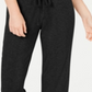 Calça de pijama feminina Alfani em malha canelada ultramacia, preta, tamanho X-S