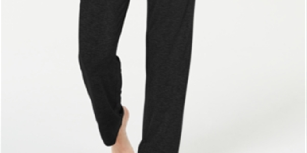 Calça de pijama feminina Alfani em malha canelada ultramacia, preta, tamanho X-S