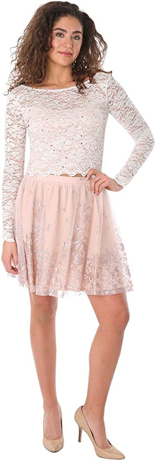 Vestido de festa e coquetel de renda Jump feminino, 2 peças, marrom, tamanho 1/2