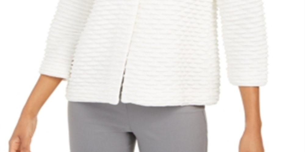 Top texturizado feminino JM Collection com dois botões, branco, tamanho pequeno GG