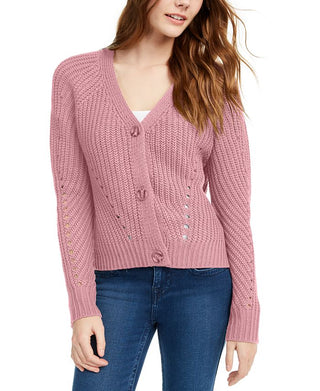 Cardigan Pink Rose Junior com ilhós, tamanho grande