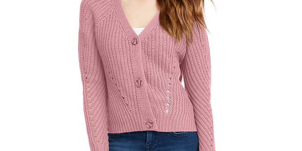 Cardigan Pink Rose Junior com ilhós, tamanho grande