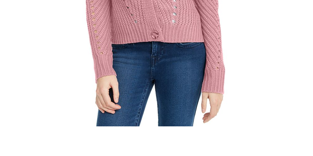 Cardigan Pink Rose Junior com ilhós, tamanho grande