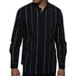 Camisa listrada masculina Sean John com logotipo, preta, tamanho grande