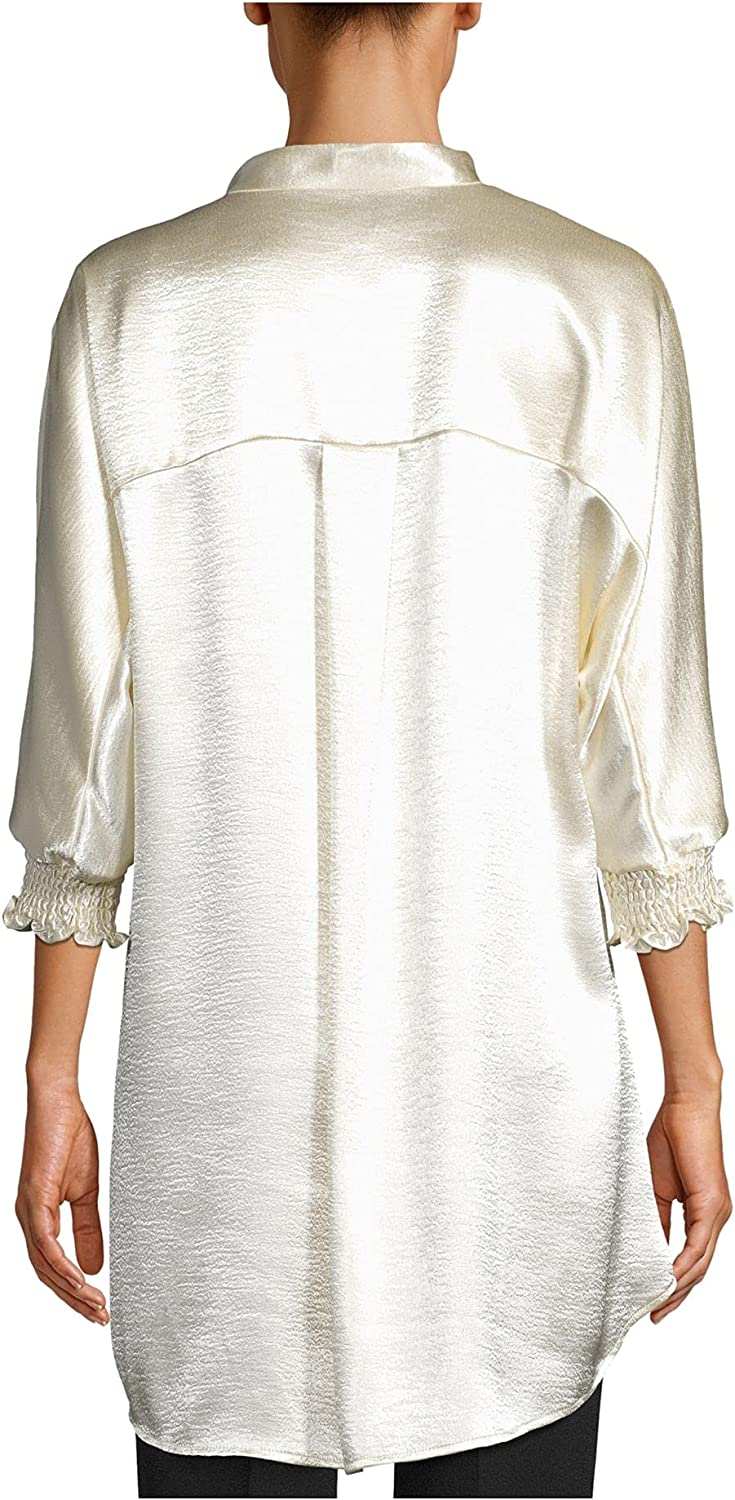 Anne Klein Top Túnica Feminina Cetim Hi Low Dourado Tamanho M