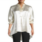 Anne Klein Top Túnica Feminina Cetim Hi Low Dourado Tamanho M