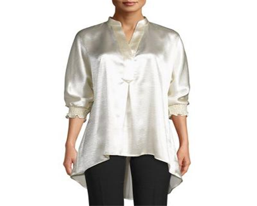 Anne Klein Top Túnica Feminina Cetim Hi Low Dourado Tamanho M
