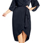 Vestido envelope feminino City Chic OPULENT, preto, tamanho X-S