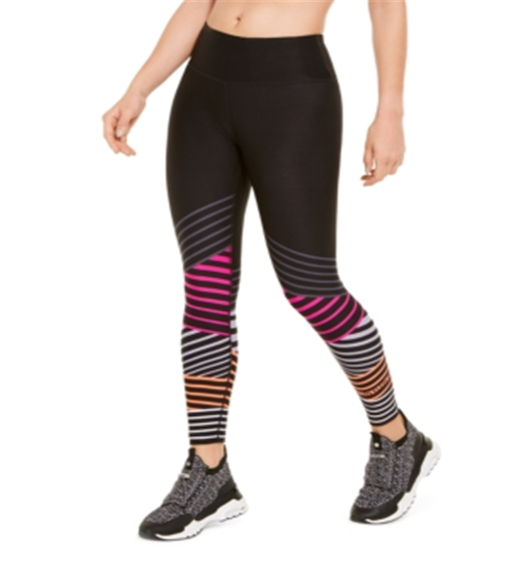 Calça legging feminina Calvin Klein Performance listrada cintura alta preta tamanho M