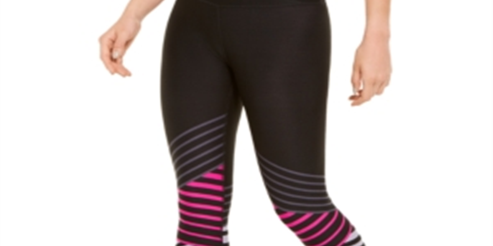 Calça legging feminina Calvin Klein Performance listrada cintura alta preta tamanho M